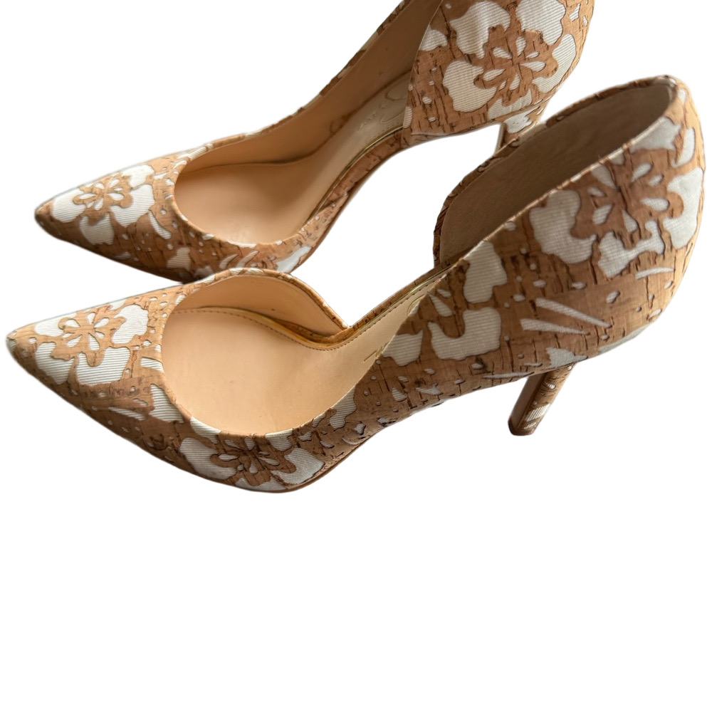 Jessica Simpson JS-Claudette Natural/White Floral Laser Cork Heels “SZ8M. NIB - Picture 2 of 11